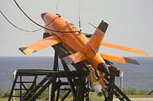 A BQM-34 Firebee I on stand prior to launch.JPEG