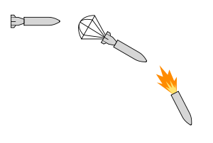 Принцип действия БетАБ с парашютом и ракетным ускорителем