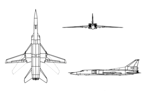 Orthographic projection of the Tupolev Tu-22M.